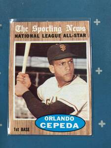 1962 Topps Baseball #390 Orlando Cepeda 11 Times All Star, 1958 Rookie of the Year, 1967 NL MVP, MLB Hall of Fame 