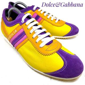 ☆即決・送料無料☆DOLCE＆GABBANA ドルチェ＆ガッバーナ コンビレザースニーカー イエロー系 23.5cm スニーカー カジュアル レディース