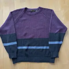 90s Eddie Bauer 黒タグ ボーダーコットンニット　M