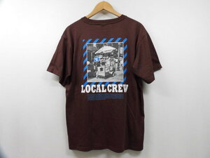 RODEO CROWNS ロデオクラウンズ WIDE BOWL RCWB バックプリント LOCAL CREW ロゴ 半袖 Tシャツ 丸首 トップス ブラウン 茶 フリーサイズ