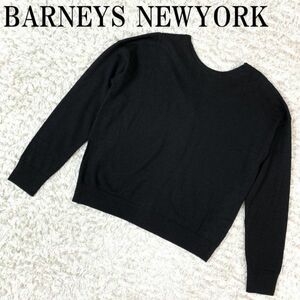 バーニーズニューヨーク バックボタンニット ブラックBARNEYS NEWYORK 黒 ウール F B4318