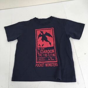 送料無料★Pocket Monsters ポケモン★半袖Tシャツ　リザードン★キッズ　子供　130★ネイビー#61018sav