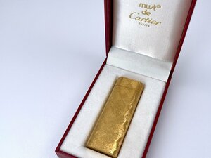 Cartier カルティエ オーバル ガスライター クロスカット 総柄 ローラー式 喫煙具 ゴールドカラー 化粧箱・書付き[328490