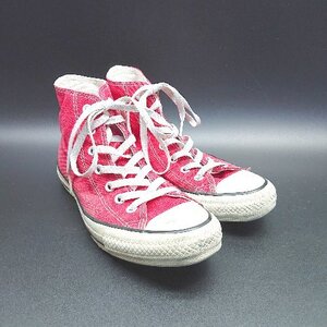 ◇ CONVERSE コンバース 紐調節　シンプル ハイカットスニーカー サイズ24.5 レッド系 レディース E