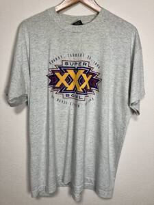 1996 NFL スーパーボール XXX シングルステッチTシャツ 霜降り XL【管理番号 B138】