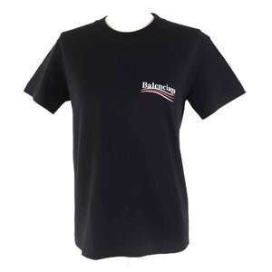 極美品◎BALENCIAGA バレンシアガ 2020年製 612964 コットン100％ キャンペーンロゴ 半袖Ｔシャツ ブラック M 正規品 レディース