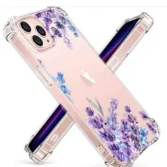 押し花風 iPhone 14proソフトケース クリア 花柄カバー