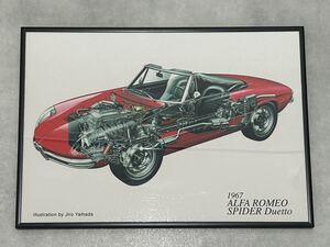 ALFA ROMEO spider アルファロメオ スパイダー イラスト　額縁付き