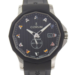 CORUM コルム アドミラル42 395.102.22/F371AN12 腕時計 SS×ラバー クオーツ アナログ表示 メンズ 黒文字盤【I180324045】中古