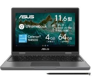 R★205515　ASUS Chromebook CR1 CR1100FKA-BP0002(Celeron N4500/4GB/eMMC：64GB　Chrome OSタッチパネル/ダークグレー)195553388078