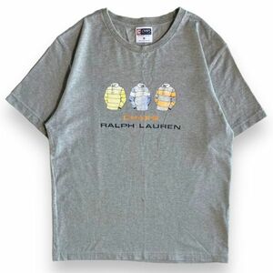 国内正規 CHAPS RALPH LAUREN チャップス ラルフローレン 半袖 プリント ロゴ Tシャツ コットン トップス カットソー 古着 M グレー