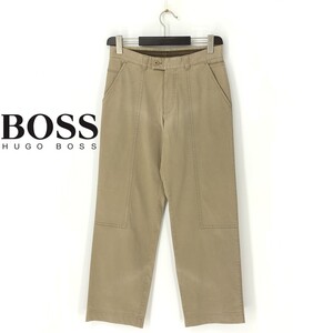 A9974/美品 HUGO BOSS ヒューゴボス コットン ストレッチ テーパード ミリタリー ワーク ペインターパンツ 46 M ベージュ 茶 メンズ