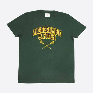 ★SALE★Abercrombie & Fitch/アバクロ★アップリケロゴ半袖Tシャツ (Dark Green/XL)