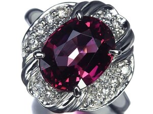 MM13980S【1円～】新品【RK宝石】《garnet》艶やかな輝き! 極上ガーネット 特大5.175ct! 極上ダイヤモンド 0.8ct Pt900 高級リング ダイヤ