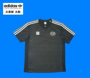 #古着屋大和 送料無料 展示品 限定 adidas SB スケートボード スケボー サッカー ゲームシャツ Vネック Tシャツ 希少サイズ XO ブラック 黒