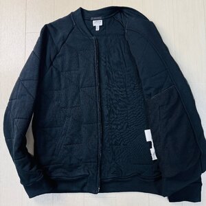 美品/Lサイズ★アルマーニ/ARMANI COLLEZIONI 総柄キルティング 中綿 ブルゾン ジャケット 軽アウター ロゴジップ メンズ 黒 ブラック