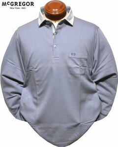 【ブルーグレー XL】 マックレガー 長袖ポロシャツ メンズ 111613606 ストレッチ 長袖シャツ
