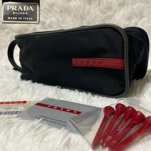 【極美品】PRADA プラダ ポーチ ゴルフポーチ スポーツ V303 ナイロン　プラダ（PRADA） ストラップ付 ポーチ　ピン