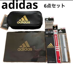 adidas 文房具福袋　6点　筆箱　下敷　鉛筆　赤鉛筆　直定規　キャップ