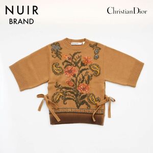 クリスチャンディオール Christian Dior ニット 花柄 ブラウン