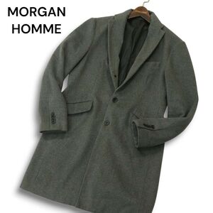 MORGAN HOMME モルガン オム 秋冬 メルトン ウール混★ チェスター コート Sz.L　メンズ グレー　A4T12326_B#N