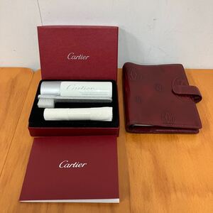 1-078 Cartier カルティエ レザー 手帳 メモ帳 ブックカバー カバー お手入れキット ウォッチ 腕時計 メンテナンス ブラシ スプレー