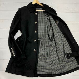 未使用タグ付き!!!Lサイズ●バーバリーブラックレーベル ナポレオン トレンチコート 極上カシミヤ 銀ボタン BURBERRY BLACKLABEL 黒