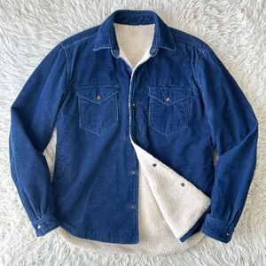 Ron Herman ロンハーマン Corduroy Boa Shirt Jacket コーデュロイ 裏ボア シャツ ジャケット エルボーパッチ インディゴ M メンズ RHC