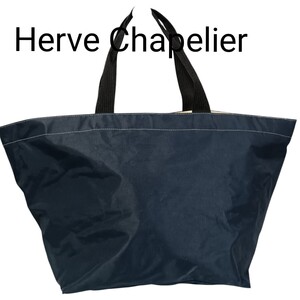 103-2 Herve Chapelier エルベシャプリエ 大容量 舟形 トートバッグ 紺ネイビー