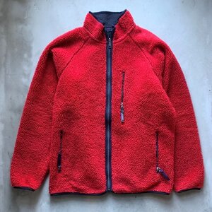 【L/XL】USA製 patagonia レトロカーディガン フリースジャケット 赤■ビンテージ オールド レトロ アメリカ古着 90s F6 パタゴニア