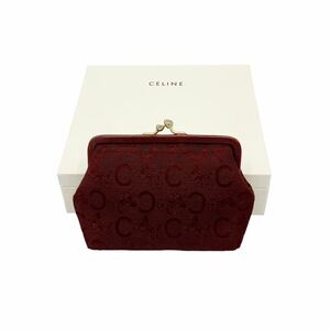 【良品】セリーヌ CELINE Cマカダム がま口 コインケース 小銭入れ ボルドー トリオンフ 財布