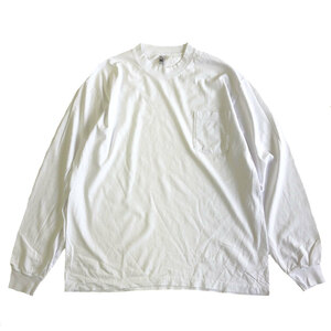 LOS ANGELES APPAREL　ロサンゼルスアパレル　長袖Tシャツ　ポケット　XLサイズ　ホワイト　6.5oz Garment Dye　MADE IN USA ロンT