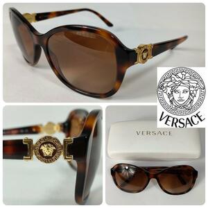 【極美品】【ラグジュアリー】 VERSACE ヴェルサーチ べっ甲調 × ゴールド メデューサアイコン サングラス