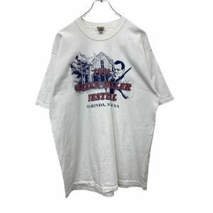 FRUIT OF THE LOOM 半袖 プリント Tシャツ Lサイズ フルーツオブザルーム ホワイト コットン 古着卸 アメリカ仕入 t2409-3158