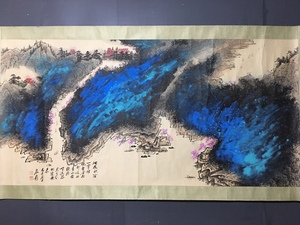*珍品旧蔵*中国近代 張大千 純手描き 山水画 材質：宣紙 古美術品 BK0307
