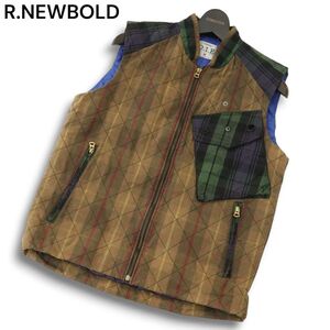 R.NEWBOLD ポールスミス D.I.E 秋冬★ 切替 チェック柄 キルティング ジップ 中綿 ベスト Sz.L メンズ　A4T11549_A#N