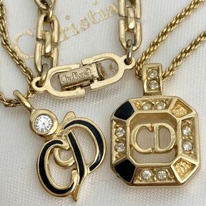 1円~! Christian Dior アクセサリー 3点 まとめ ディオール ネックレス ブレスレット ゴールドカラー ロゴ ヴィンテージ CD ペンダント 