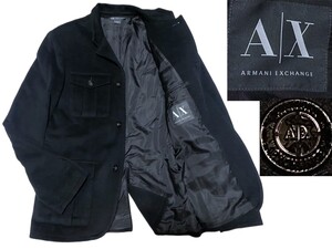 正規品 ARMANI EXCHANGE アルマーニエクスチェンジ カシミヤ素材 ブルゾン 黒 アウターM-65 フライトジャケット ナポレオン M