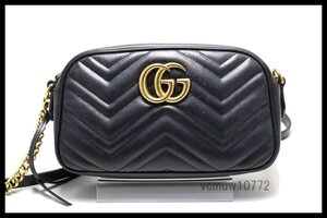 近年モデル希少美中古■GUCCI GGマーモント レザー チェーンショルダーバッグ グッチ■1017wh17589