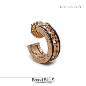 美品・訳アリ BVLGARI ブルガリ B-ZERO1 ビー・ゼロワン ロック ピアス 357567 片耳 フープピアス 18K ピンクゴールド ブラックセラミック