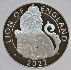 【3614】イギリス　2022年　チューダービースト　イングランドのライオン　10ポンド5オンスプルーフ銀貨