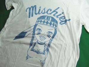 □パルマーキャッシュ PALMERCASH Mischief インディアンガール プリント Tシャツ ホワイト 女性 M（JP-L） 未使用!!!□