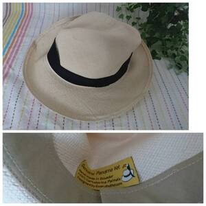 ☆エクア アンディーノ☆パナマハット☆黒リボン☆ハンドメイド☆エクアドル産☆Genuine Panama Hat☆Carludovica Palmata100％☆セレブ