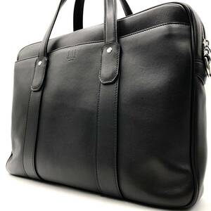 1円【現行/極美品】dunhill ダンヒル ハムステッド メンズ ビジネスバッグ A4 トートバッグ ブリーフケース 鞄 レザー 本革 ブラック 黒