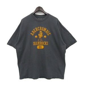 ★USA製★ ビックサイズ XL Abercrombie&Fitch カレッジ ラバープリント 半袖 Tシャツ ネイビー アバクロ 古着 ビンテージ 4JU2708