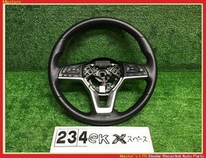 【送料無料】B34A ekクロススペース 純正 革巻き ハンドル ステアリング 黒 スイッチ付 レザー