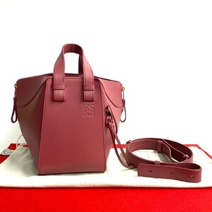 ほぼ未使用 袋付き LOEWE ロエベ ハンモック コンパクト レザー 本革 2way ハンドバッグ ミニ トートバッグ ショルダーバッグ ピンク 94334