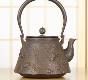 1600ML鉄瓶 鋳鉄製の壷 大容量 鉄壺お茶の道具　 コーティングなし 手作り鉄 やかん お湯を沸かす