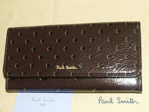 PSC442-③　新品本物即決　ポールスミス　Paul Smith　牛革/羊革　税込定価28,600円　ドット柄　長財布　バーガンデ