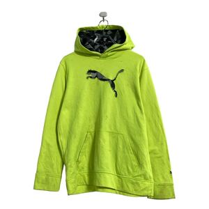 PUMA ロゴ ジャージ パーカー キッズ L ネオンイエロー プーマ プルオーバー スポーツ 古着卸 アメリカ仕入 a606-6460